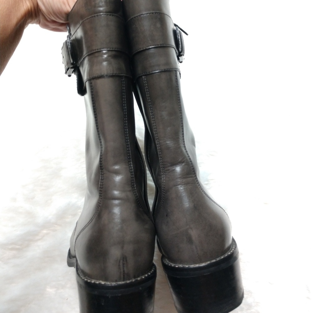 Cole Haan Nike Air Grey Leather Combat Boots - Picture 4 of 7